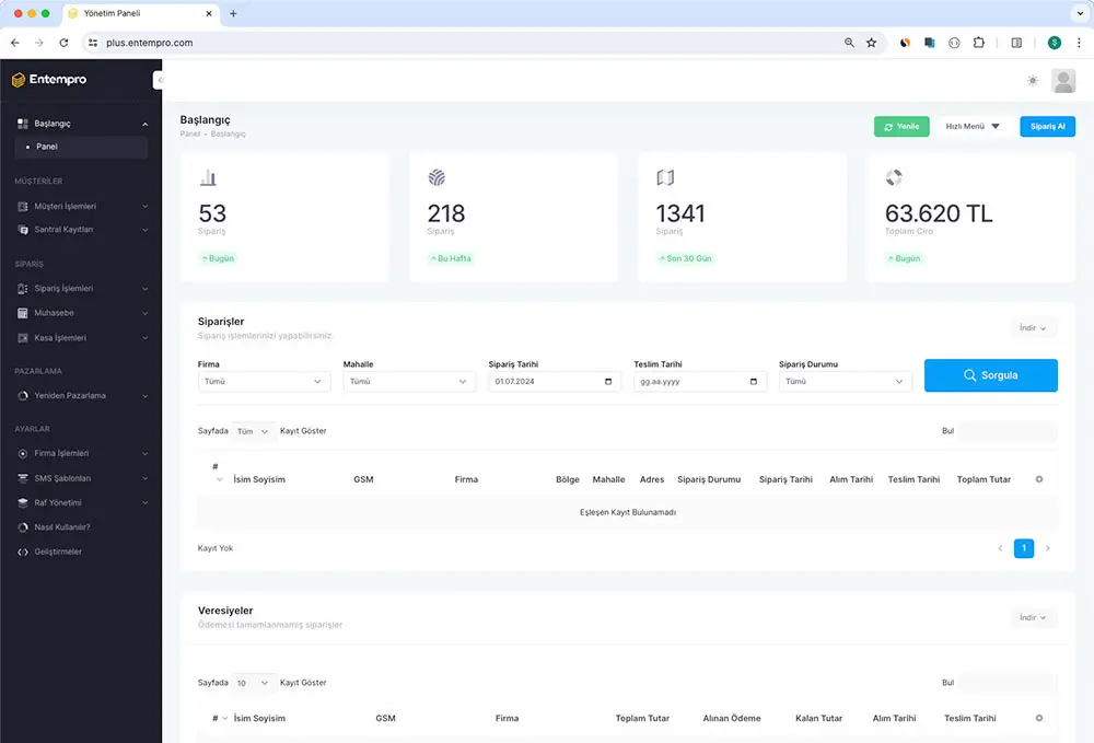 Web tabanlı halı yıkama programı